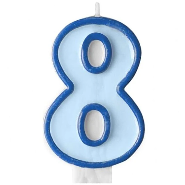 CANDELA AZZURRA NUMERO -8-   7 CM  1 PZ