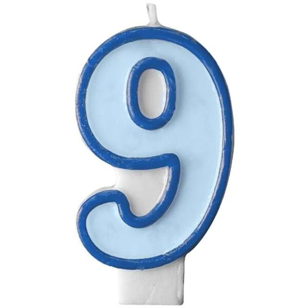 CANDELA AZZURRA NUMERO -9-   7 CM  1 PZ
