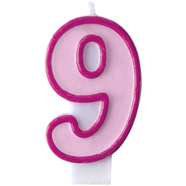 CANDELA ROSA NUMERO -9-   7 CM  1 PZ