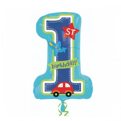 PALLONCINO NUMERALE 1 BOY GONFIABILE AD ELIO ( 77 CM CIRCA) 1 PZ