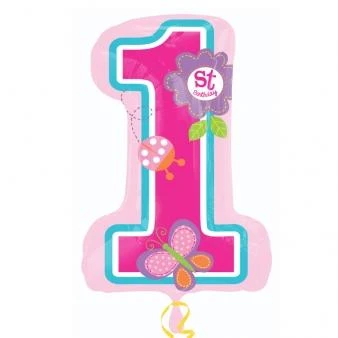 PALLONCINO NUMERALE 1 GIRL GONFIABILE AD ELIO ( 77 CM CIRCA) 1 PZ