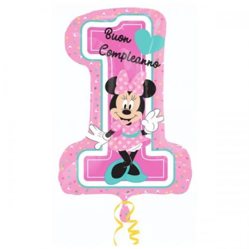 PALLONCINO NUMERALE 1 GIRL CON MINNIE GONFIABILE AD ELIO ( 77 CM CIRCA) 1 PZ