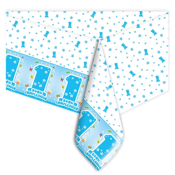 TOVAGLIA DI PLASTICA PRIMO COMPLEANNO BOY 140X270 CM