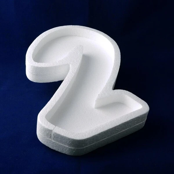 NUMERO IN POLISTIROLO -2- PORTACONFETTI SPESSORE 6 CM