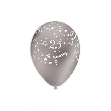 PALLONCINO LATTICE ARGENTO PER 25° ANNIVERSARIO DI MATRIMONIO (30 CM CIRCA) 100 PZ