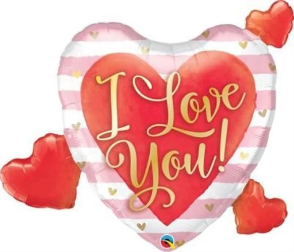 37I LOVE YOU PINK STRIPES HEARTS