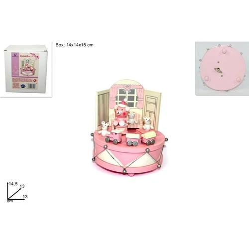 IDEA REGALO NASCITA CARILLON IN LEGNO DECORATO GIRL