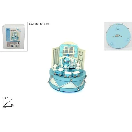 IDEA REGALO NASCITA CARILLON IN LEGNO DECORATO BOY