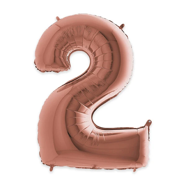 PALLONCINO NUMERO 2 ROSA GOLD DA 35 CM GONFIABILE AD ARIA 1 PZ