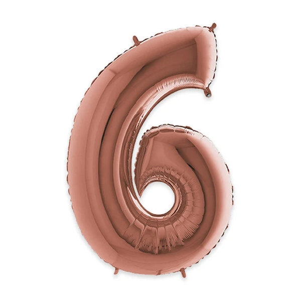 PALLONCINO NUMERO 6 ROSA GOLD DA 35 CM GONFIABILE AD ARIA 1 PZ
