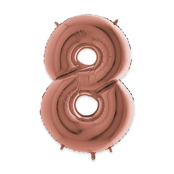 PALLONCINO NUMERO 8 ROSA GOLD DA 35 CM GONFIABILE AD ARIA 1 PZ