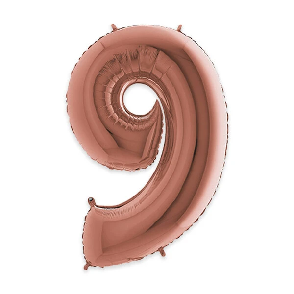 PALLONCINO NUMERO 9 ROSA GOLD DA 35 CM GONFIABILE AD ARIA 1 PZ