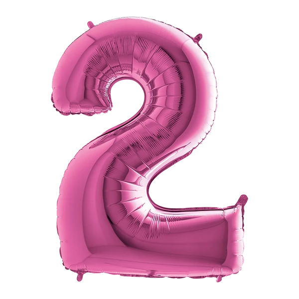 PALLONCINO NUMERO 2 FUCSIA 100 CM GONFIABILE AD ELIO 1 PZ