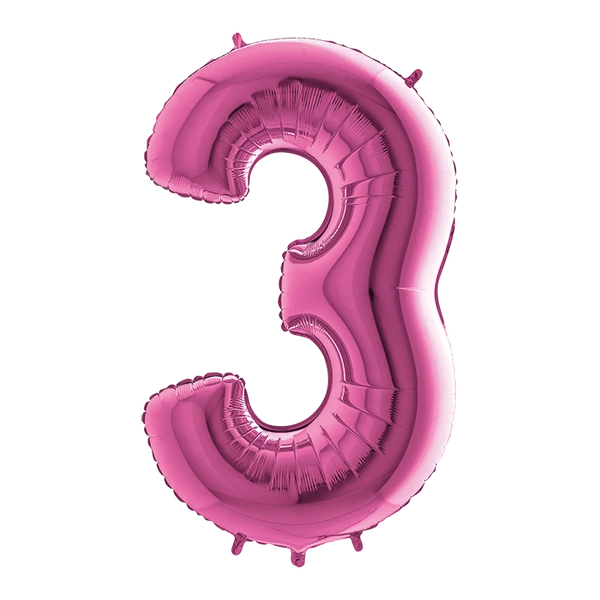 PALLONCINO NUMERO 3 FUCSIA 100 CM GONFIABILE AD ELIO 1 PZ