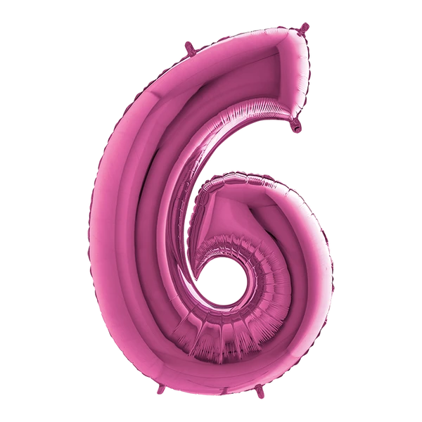 PALLONCINO NUMERO 6 FUCSIA 100 CM GONFIABILE AD ELIO 1 PZ