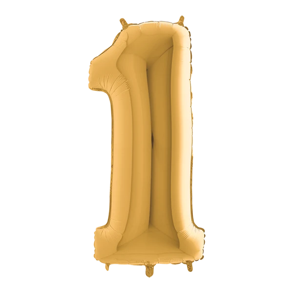 PALLONCINO NUMERO 1 ORO 100 CM GONFIABILE AD ELIO 1 PZ