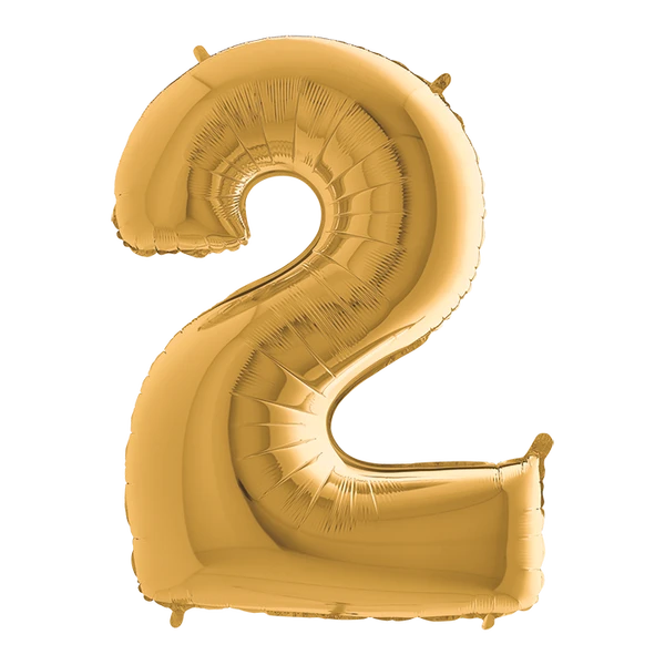 PALLONCINO NUMERO 2 ORO 100 CM GONFIABILE AD ELIO 1 PZ