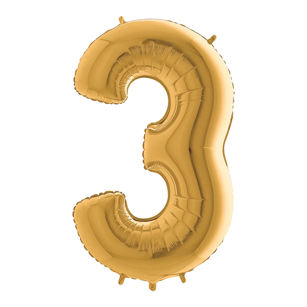 PALLONCINO NUMERO 3 ORO 100 CM GONFIABILE AD ELIO 1 PZ