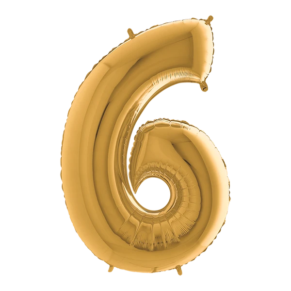 PALLONCINO NUMERO 6 ORO 100 CM GONFIABILE AD ELIO 1 PZ