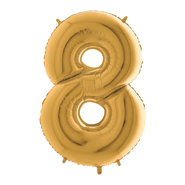 PALLONCINO NUMERO 8 ORO DA 35 CM GONFIABILE AD ARIA 1 PZ