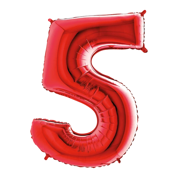 PALLONCINO NUMERO 5 ROSSO DA 35 CM GONFIABILE AD ARIA 1 PZ