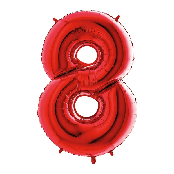 PALLONCINO NUMERO 8 ROSSO DA 35 CM GONFIABILE AD ARIA 1 PZ