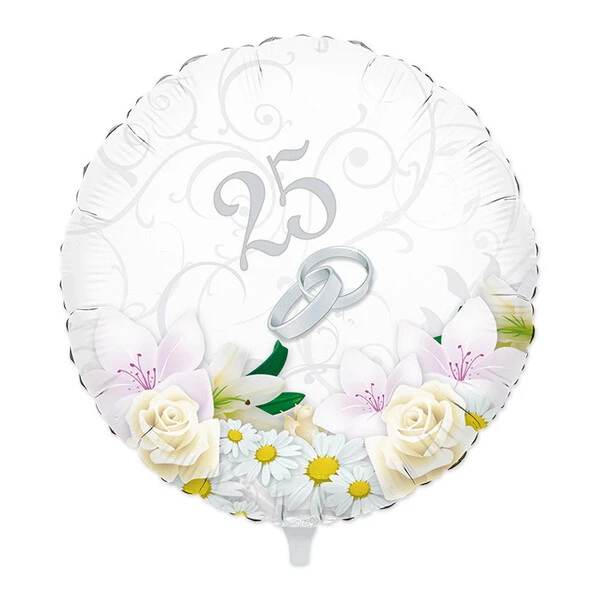 PALLONCINO 25°  ANNIVERSARIO MATRIMONIO GONFIABILE AD ELIO (45 CM CIRCA) 1 PZ