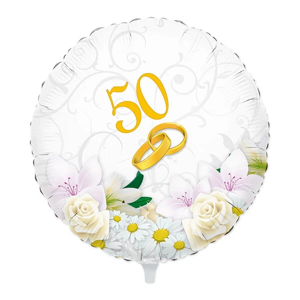 PALLONCINO 50° ANNIVERSARIO MATRIMONIO GONFIABILE AD ELIO (45 CM CIRCA) 1 PZ
