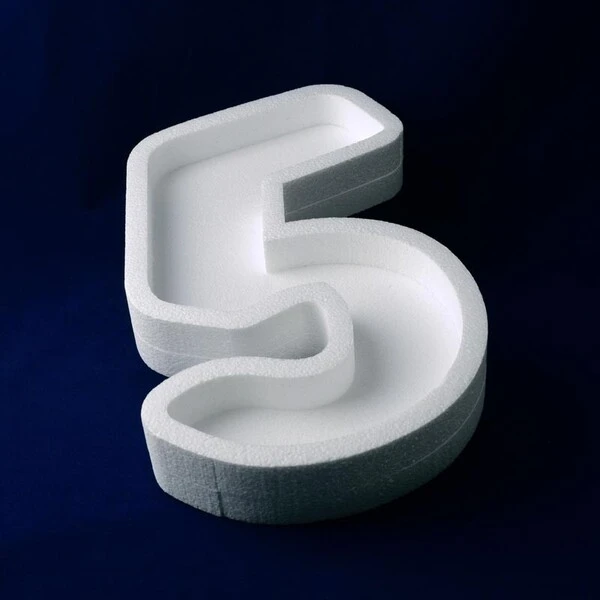 NUMERO IN POLISTIROLO -5- PORTACONFETTI SPESSORE 6 CM