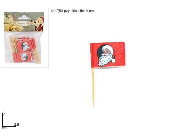 "NATALE" 50 stecchini natalizi cm 10x1.5x14   