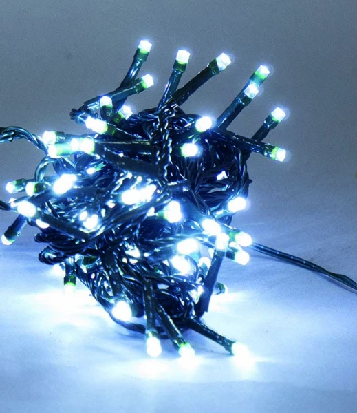 "NATALE" 500 led bianco freddo 15+2 mt cavo verde uso interno e esterno  