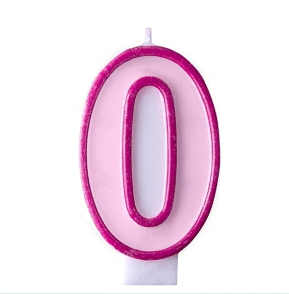 CANDELA ROSA NUMERO -0-   7 CM  1 PZ
