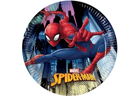 PIATTO TORTA SPIDERMAN 18 CM 8 PZ