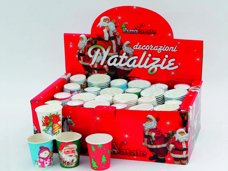 "NATALE" 6 BICCHIERI DI CARTA NATALIZI 5X9X7   