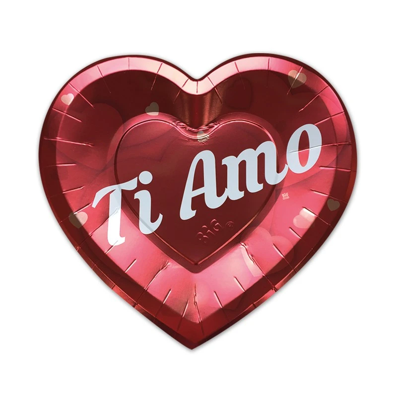 6 PIATTI SAN VALENTINO IN CARTA METAL FORMA CUORE 26X24 CM