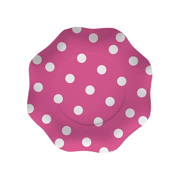 10 PIATTI ROSA A POIS 18 CM