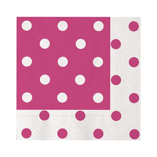 20 TOVAGLIOLI ROSA A POIS 33X33 CM