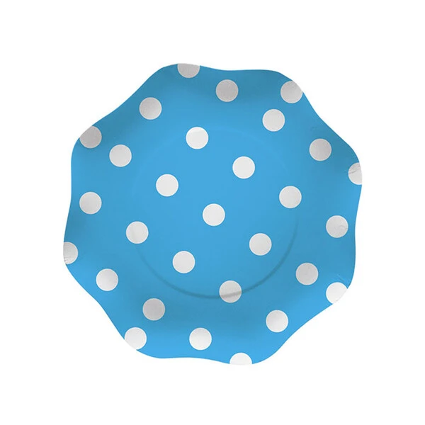 10 PIATTI AZZURRI A POIS 18 CM