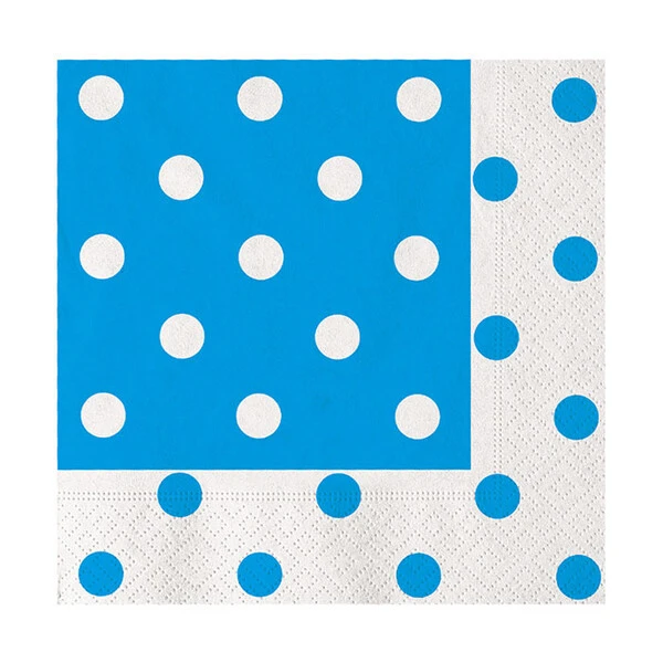 20 TOVAGLIOLI AZZURRI A POIS 33X33 CM