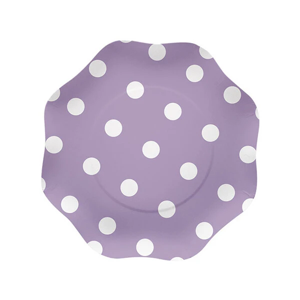 10 PIATTI LILLA A POIS 18 CM