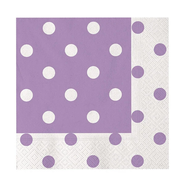 20 TOVAGLIOLI LILLA A POIS 33X33 CM