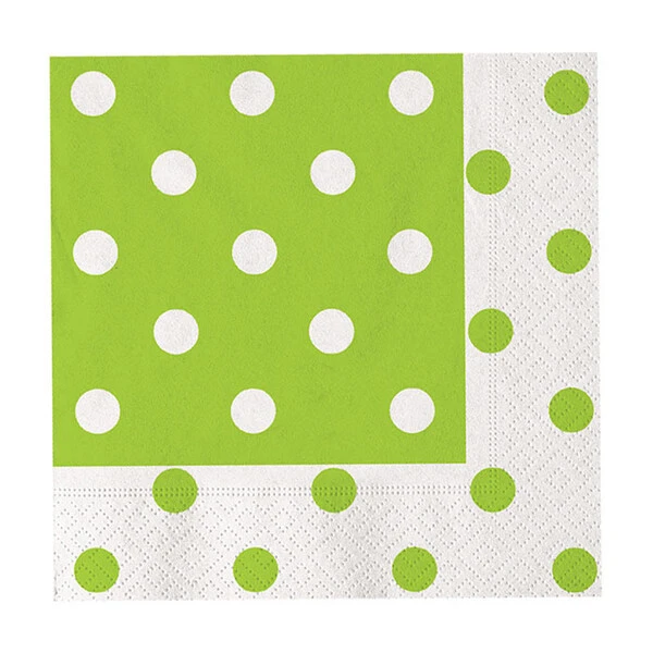 20 TOVAGLIOLI VERDE MELA A POIS 33X33 CM