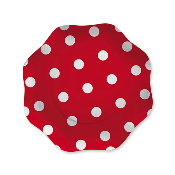 10 PIATTI ROSSO A POIS 18 CM