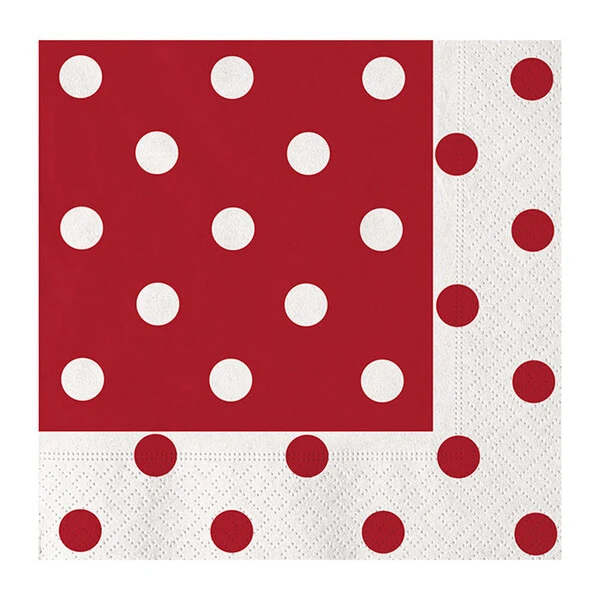 20 TOVAGLIOLI ROSSO A POIS 33X33 CM