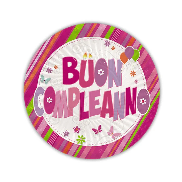 10 PIATTI TORTA BUON COMPLEANNO GIRL 18 CM