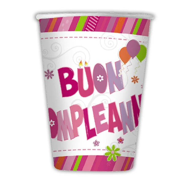 10 BICCHIERI BUON COMPLEANNO GIRL 200 CC