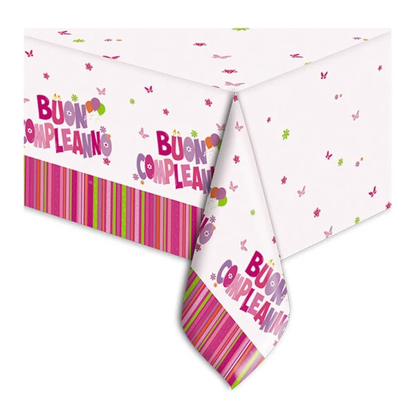 TOVAGLIA PLASTICA BUON COMPLEANNO GIRL 140X270 CM