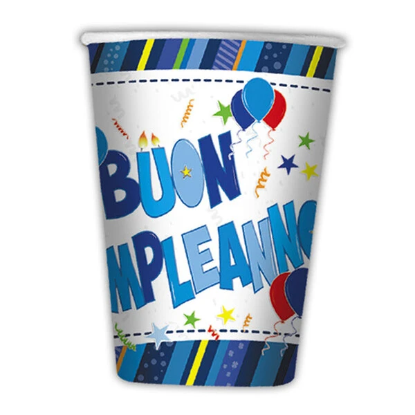 10 BICCHIERI BUON COMPLEANNO BOY 200 CC