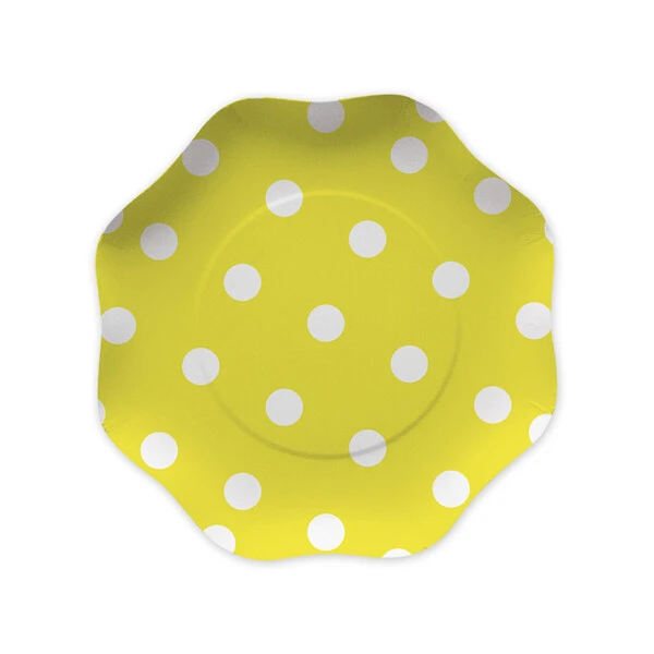 10 PIATTI GIALLO A POIS 18 CM