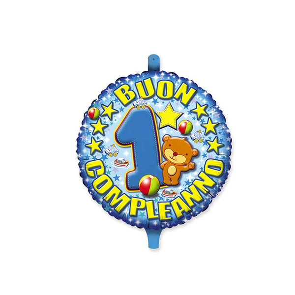 PALLONCINO ORSETTO BOY PRIMO COMPLEANNO GONFIABILE AD ELIO (45 CM CIRCA) 1 PZ